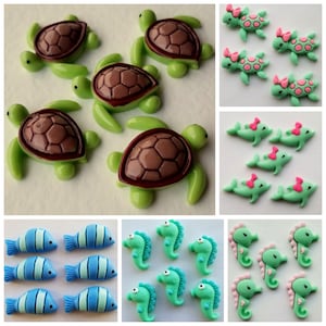 Fonds plats en résine NAUTICAL SEALIFE Poisson Tortue Hippocampe Dauphin Cabochons artisanaux à dos plat Bijoux Fabrication de cartes embellissements Ocean Beach