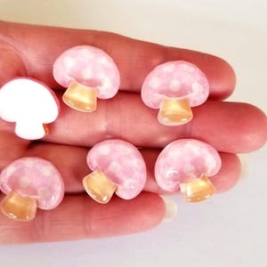 Resin Flat Backs PINK MUSHROOMS Toadstool Cabochons Card Jewellery Making Crafts