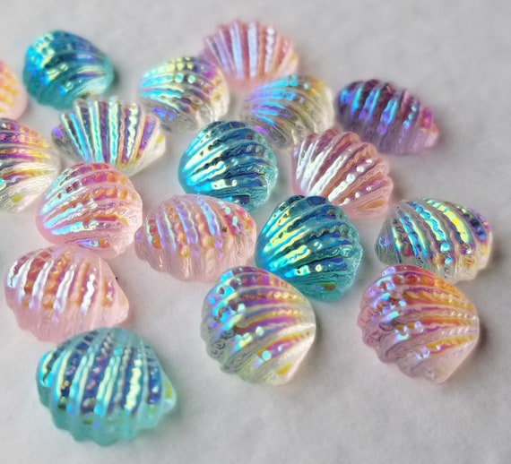 OLYCRAFT 100pcs Seashells Resin Fillers 7-Style 3-Colors Ocean Theme Alloy  Epoxy Resin Cabochons Mermaid