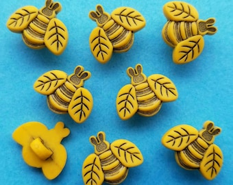 Craft Buttons BIG BEES Yellow Black Bee Honey Bumble Nature Garden Insect Summer Sewing Jewellery Card Making Crafts