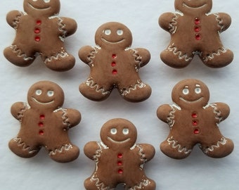 Craft Buttons GINGERBREAD MEN Man Christmas Cookies Biscuit Card Making Sewing