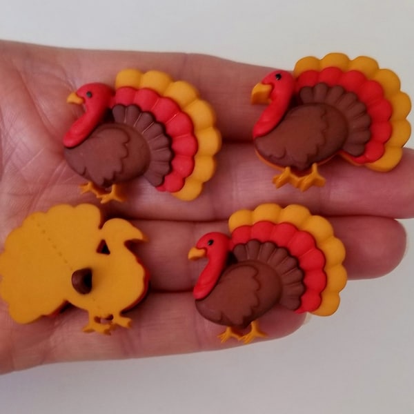Craft Buttons THANKSGIVING TURKEY Fall Autumn Harvest Festival Christmas Bird Sewing Jewellery Card Making