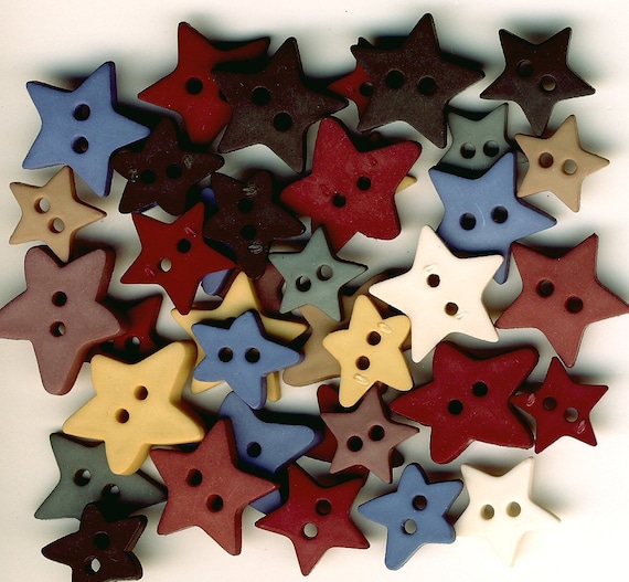 LONE STARS Country Colours Folk Art Rustic Christmas Dress It Up Craft Buttons