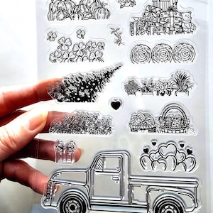 Tampons transparents CAMION Noël estampage en caoutchouc fabrication de cartes Scrapbooking arbre citrouille Halloween automne trèfle irlandais oeuf de pâques coeurs d'amour