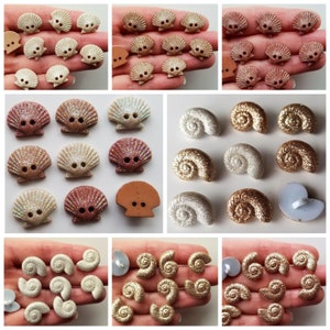 Peut inclure: Assortiment de boutons en forme de coquillages et de coquillages brillants et colorés de différentes tailles. Les boutons sont en plastique et ont une finition scintillante.