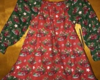 Custom Boutique CHRISTMAS RED TRUCK peasant dress