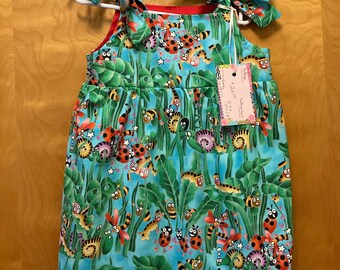 RTS  24m/2T Custom Boutique sundress ladybug, insects , snakes, dragonflies