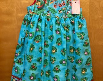 RTS size 7 Custom Boutique sundress ladybug, insects , snakes, dragonflies