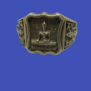 Thai gezegend oude gebruikte LP. Phutthanimit amulet beschermende ring maat 8 1/4 speciale Handgeschreven Yan