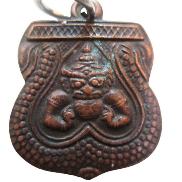 old Unique Thai amulet Rahu or Rahoo  swallowing Moon amulet pendant black Paracord necklace