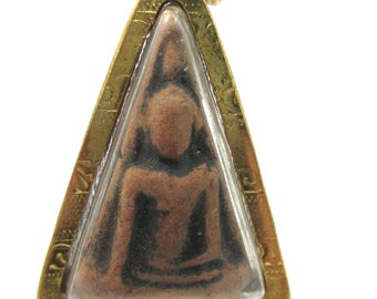 Thai gesegnete Phra Nang Phaya Buddha Amulett vergoldet Anhänger Halskette aus Paracord