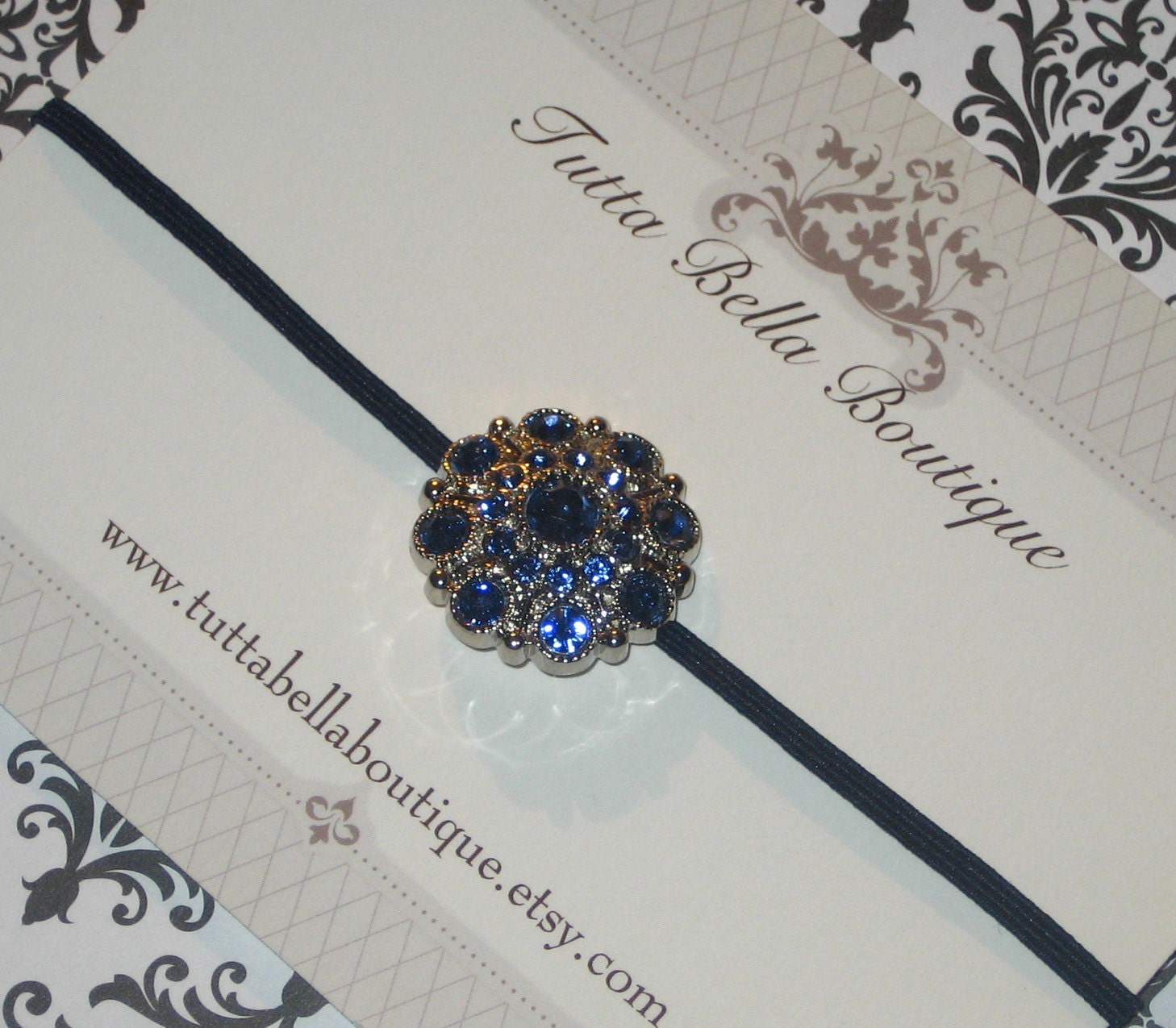 Sapphire Blue Jeweled Headband Baby Headband Photo Prop Etsy