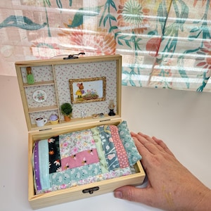 Miniature Bedroom Playset | Handmade Bedroom in a  Box, Maileg Mouse House  | Fold and Go Play
