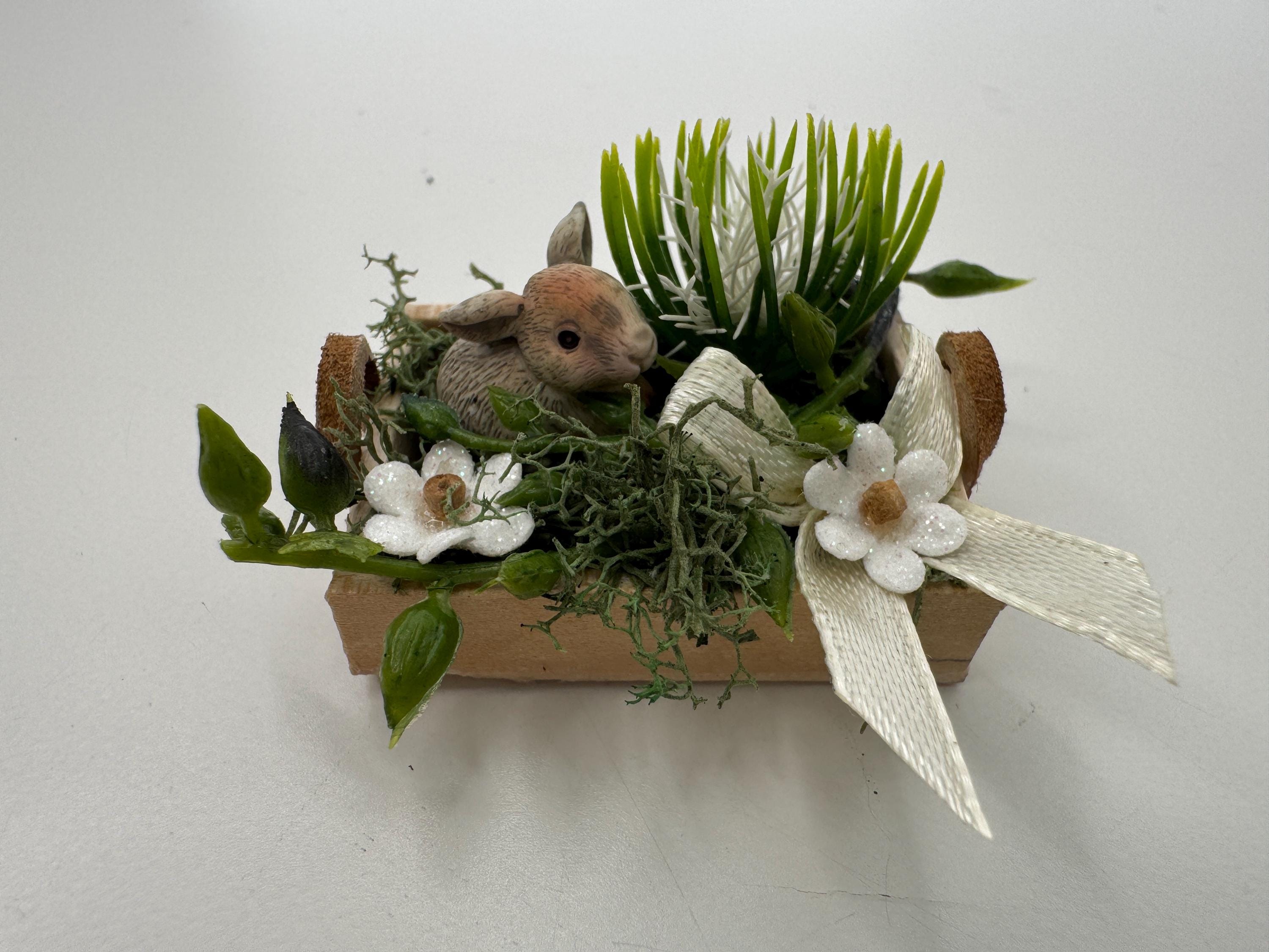 Miniature Easter Basket 1:12 Scale – Dollhouse Spring Decor With Lamb ...