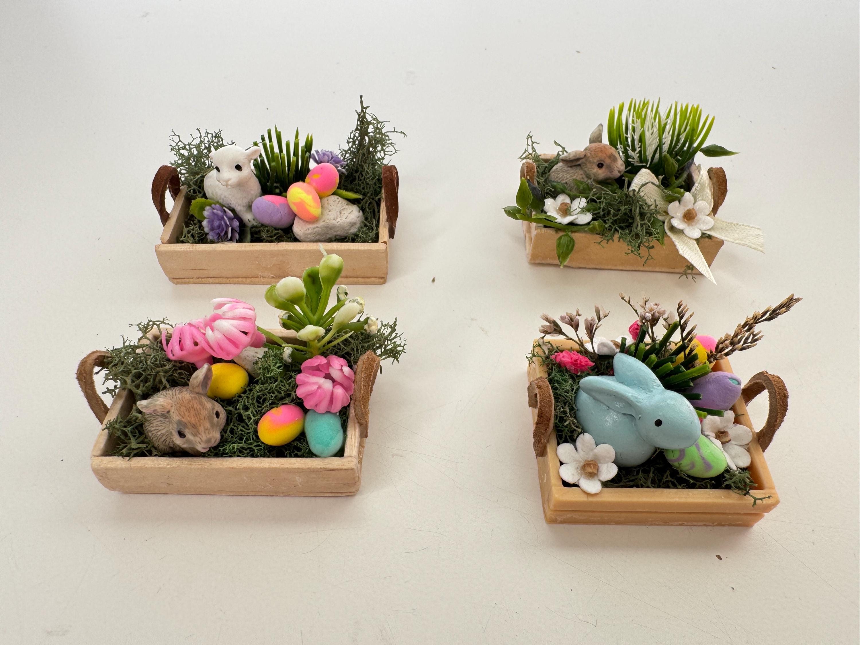 Miniature Easter Basket 1:12 Scale – Dollhouse Spring Decor With Lamb ...