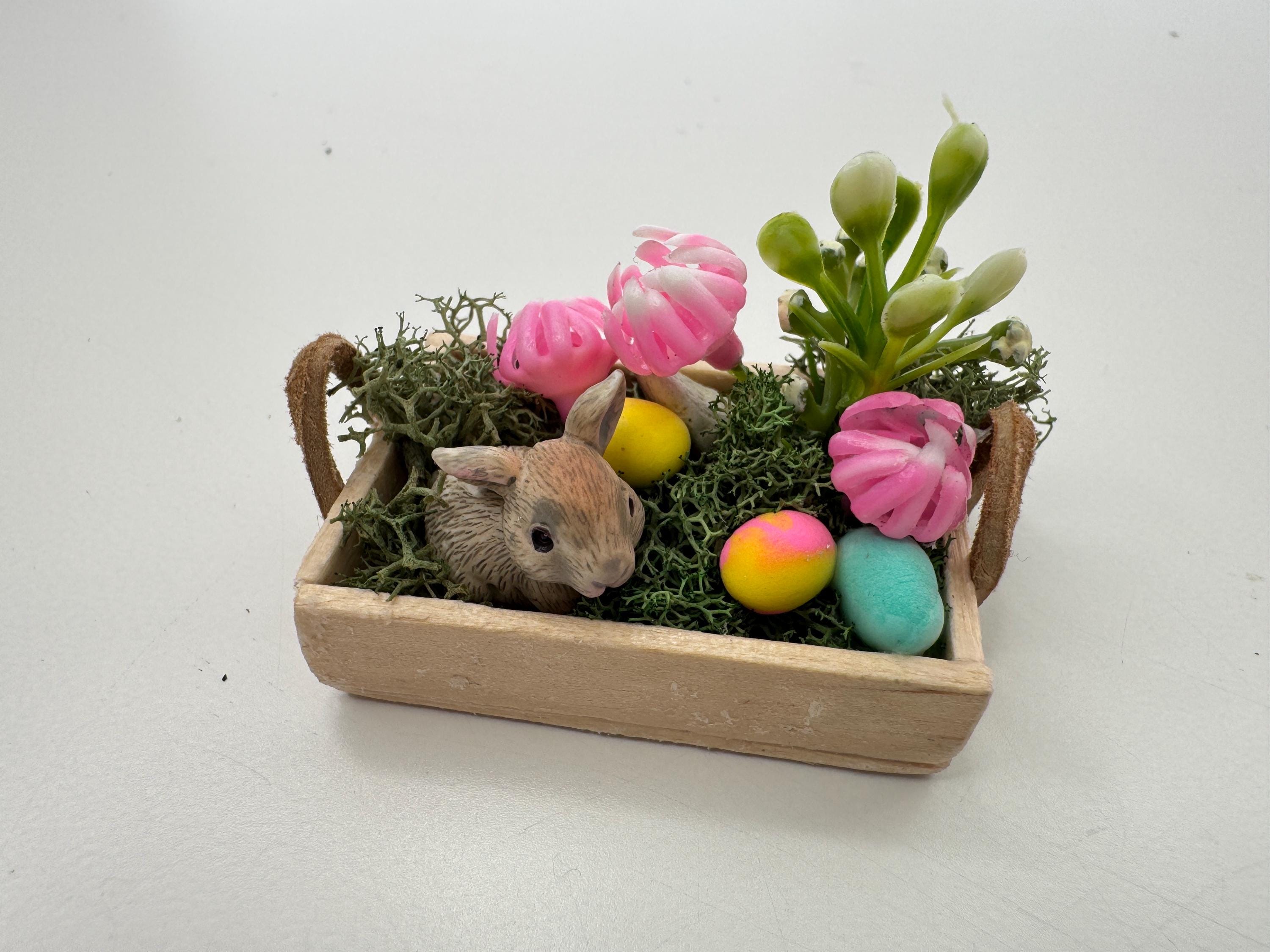 Miniature Easter Basket 1:12 Scale – Dollhouse Spring Decor With Lamb ...