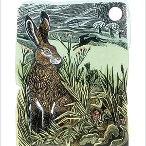 Cartão de felicitações em branco Hidden Hares por Angela Harding
