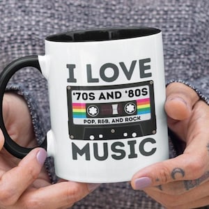 80s Music Coffee Mug, Pop R&B Rock, Accent Mug (11, 15oz)