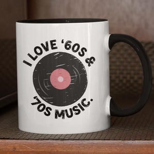Retro 60s 70s Music Vinyl Record Mug, Nostalgic Gift