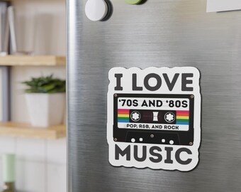 70s 80s Music Magnet, Vinyl Die-Cut Magnet