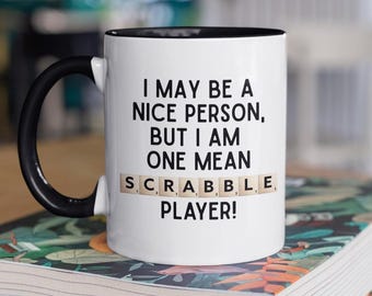 Mean Scrabble Player Mug, Funny Word Game Coffee Cup