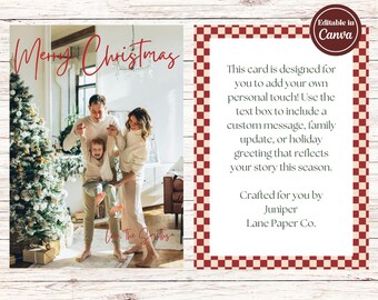 Modèle de Carte de joyeux Noël à carreaux rouges