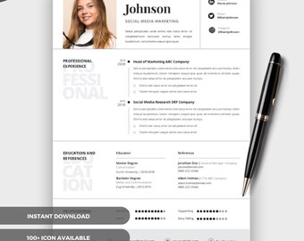 Professional Resume Template Editable CV Design Modern & Minimalist ...