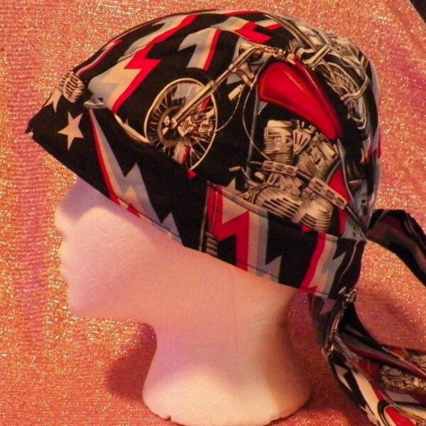 Cotton Fabric Scrub Hat | Sports Teams Do-Rag Skull Cap | Handmade In USA Black Cap