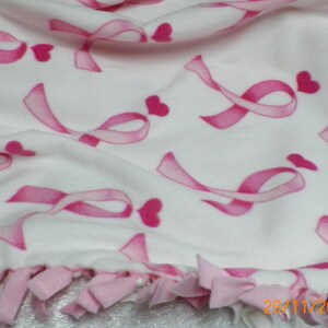 Pink Ribbon Breast Cancer Awareness Fleece Blanket/Pink Hearts/ Susan G Komen/Gift for Her/Love Cure Faith Believe/Cancer Awareness
