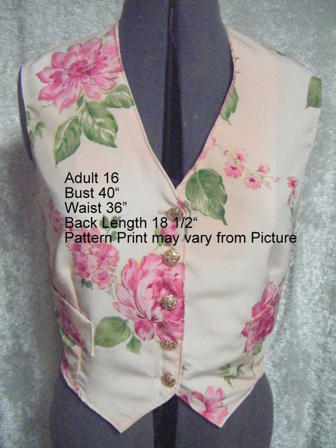 Saddleseat Peach Flower Vest Womens/show Vest/saddleseat Show Vest