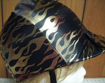 Clearance Helmet English/Hunt Covers or Biker's Black with Copper/Gold Foil Flames Print