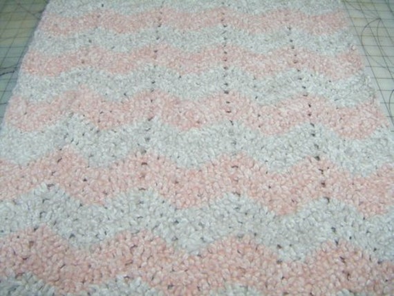 Crochet Baby Blanket In Bernat Baby Velvet Yarn Chevron Pattern