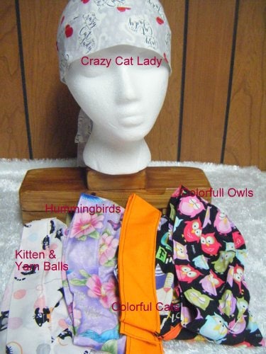 Assortment of Do Rags Cat/Kitten/Hummingbird/Owls Prints