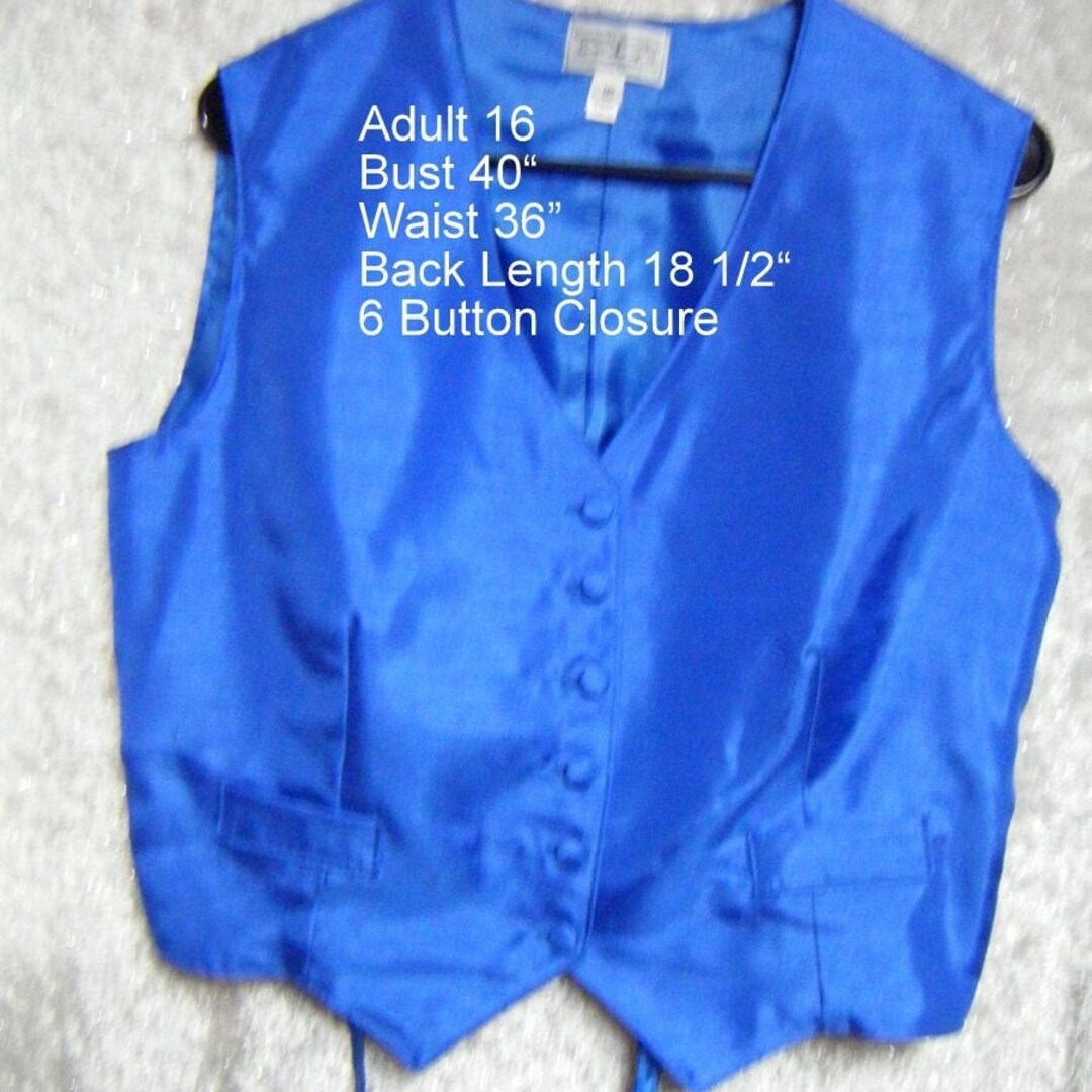Saddleseat Vest Royal Blue Shantung Fabric Adult Size 16 or Child Size