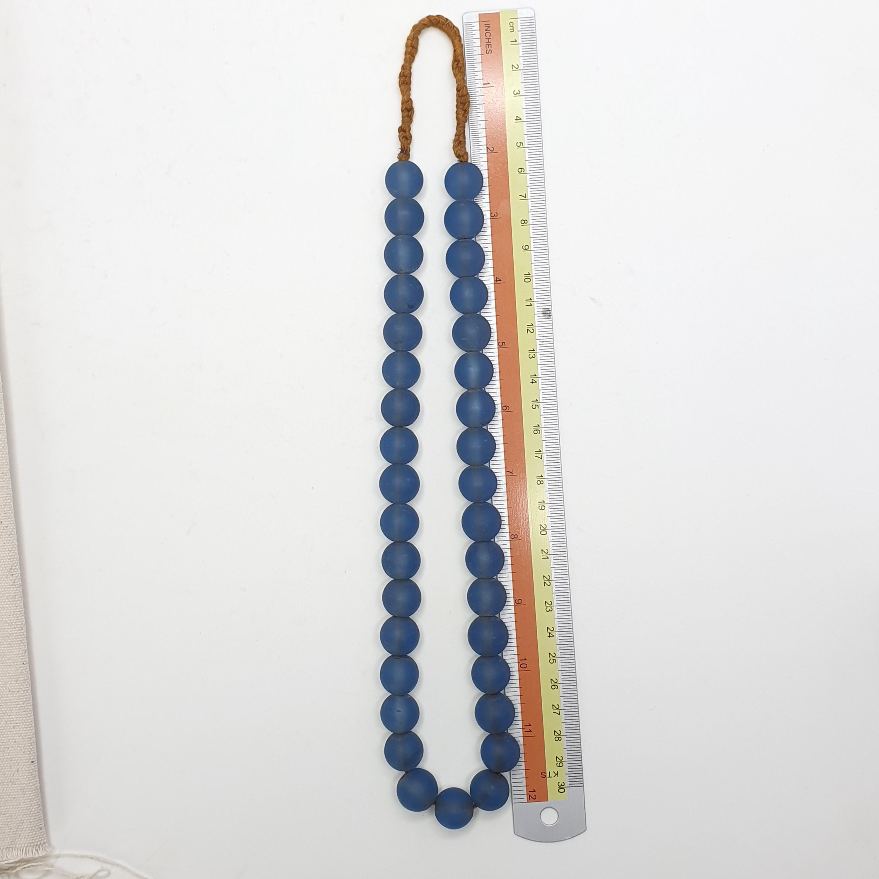 Collier Vintage Multibrins Perles De Verre Rayures Afrique - Lot De 7 Brins - 7-9mm
