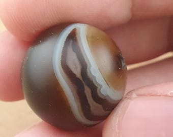 Amuleto vintage de ágata natural Suliemani con forma de ojo raro