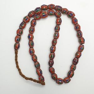 Multicolor Venetian Style Chevron Glass Beads Strand