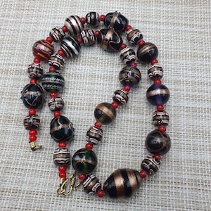 Vintage Venetian Style Aventurine Glass Stunning Beaded Necklace