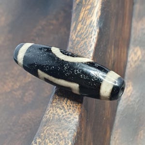 Vintage Kreis & Quadrat tibetischen Achat Dzi Perle Amulett