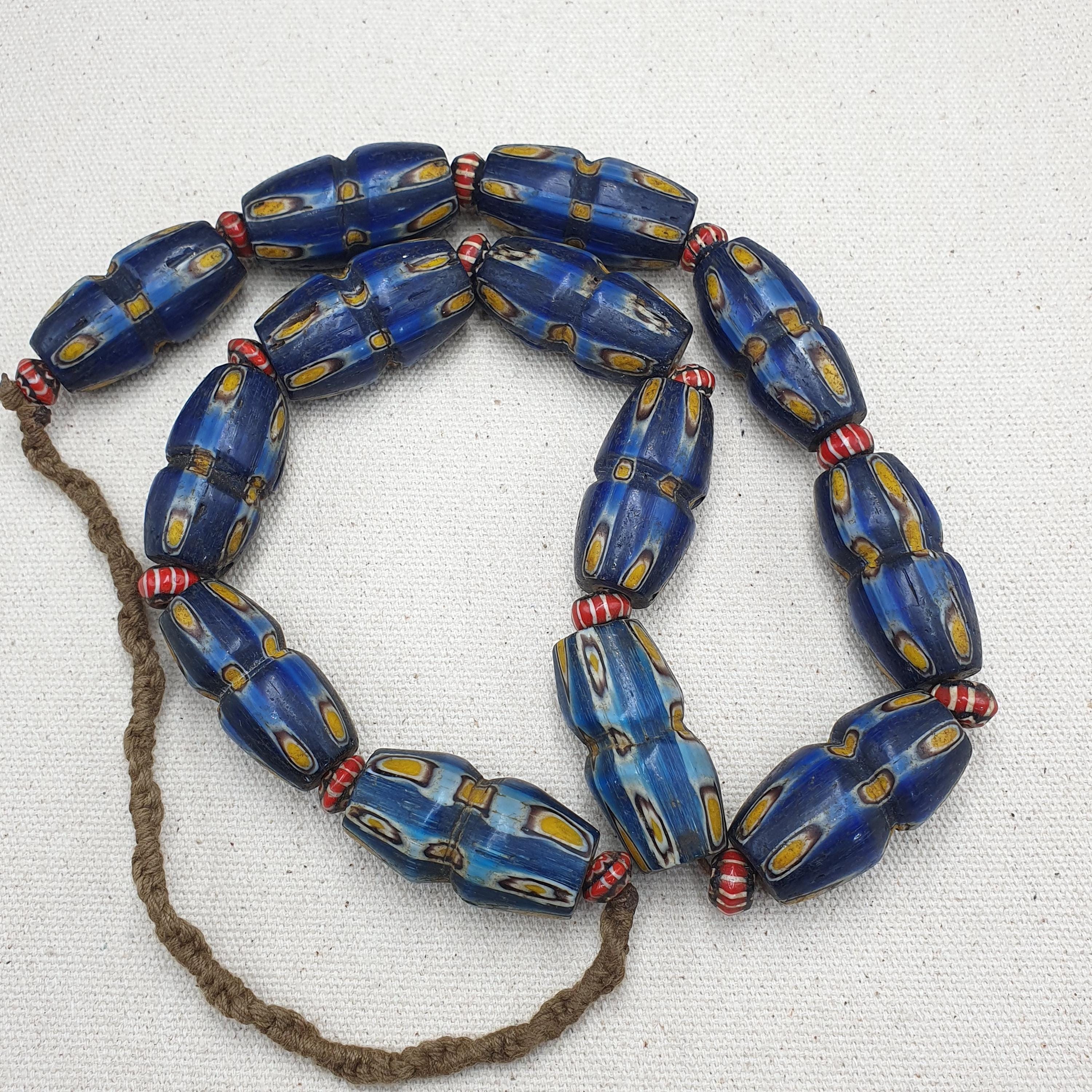 Vintage Mosaic Gabri Eyes Venetian Style Chevron Glass Beaded