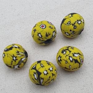 Vintage Venetian Millefiori Glass Beads Lot of 5 - Colorful Italian Murano Style Jewelry Supplies
