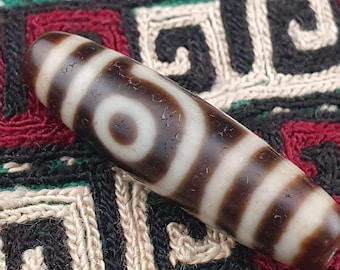 Antique 2 Eyes Himalayan Tibetan Agate Dzi Bead Amulet