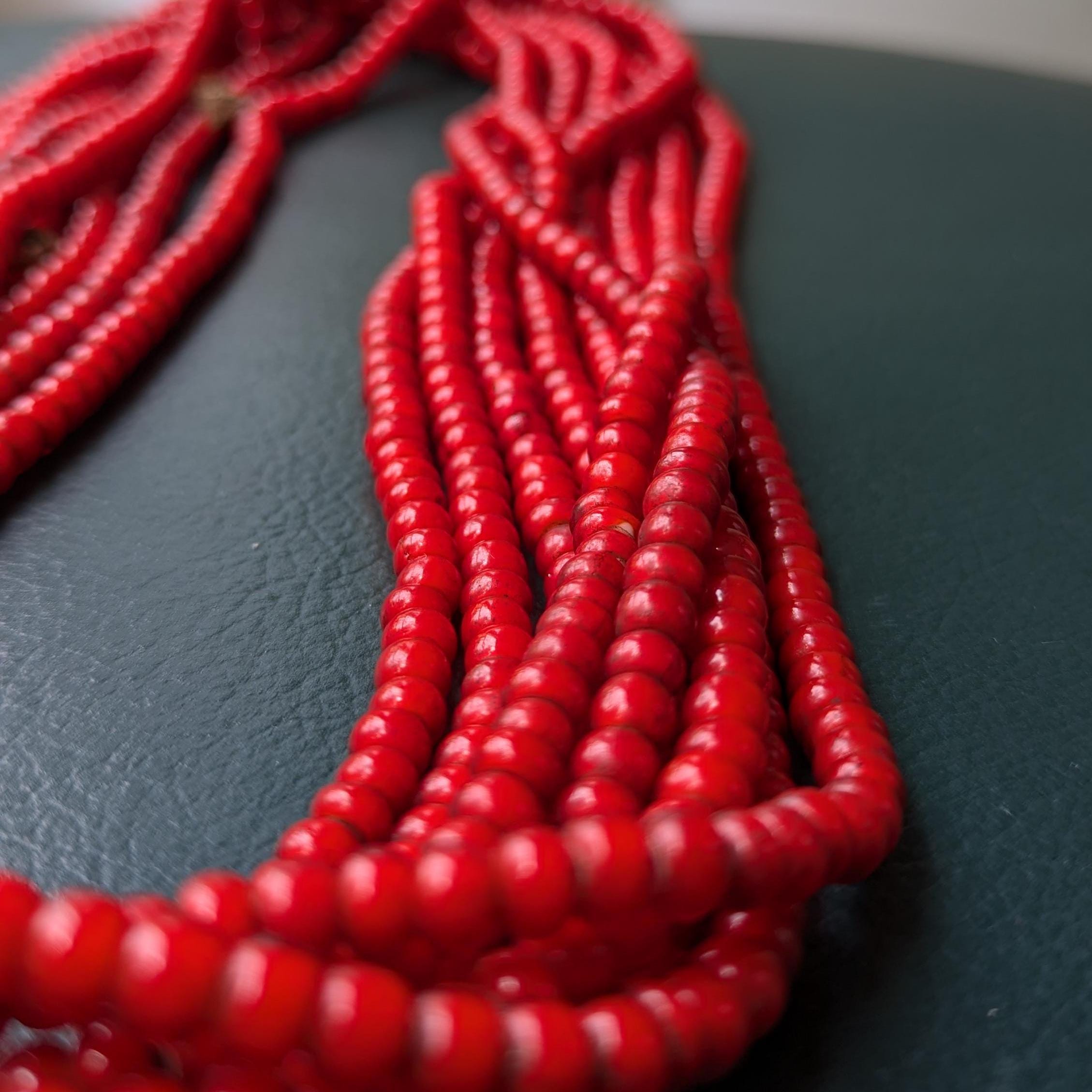 Antique venetian red white heart trade beads - Etsy 日本