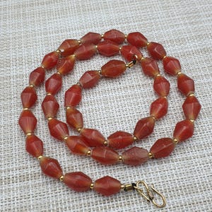 Vintage Carnelian Style Old Glass Beaded Necklace