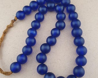 250コバルトブルーマットガラスシードビーズ4mm：アフリカンシード