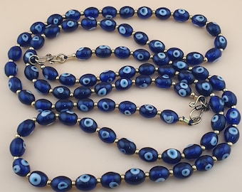 Antique Venetian Style Evil Eye Glass Beads Necklace