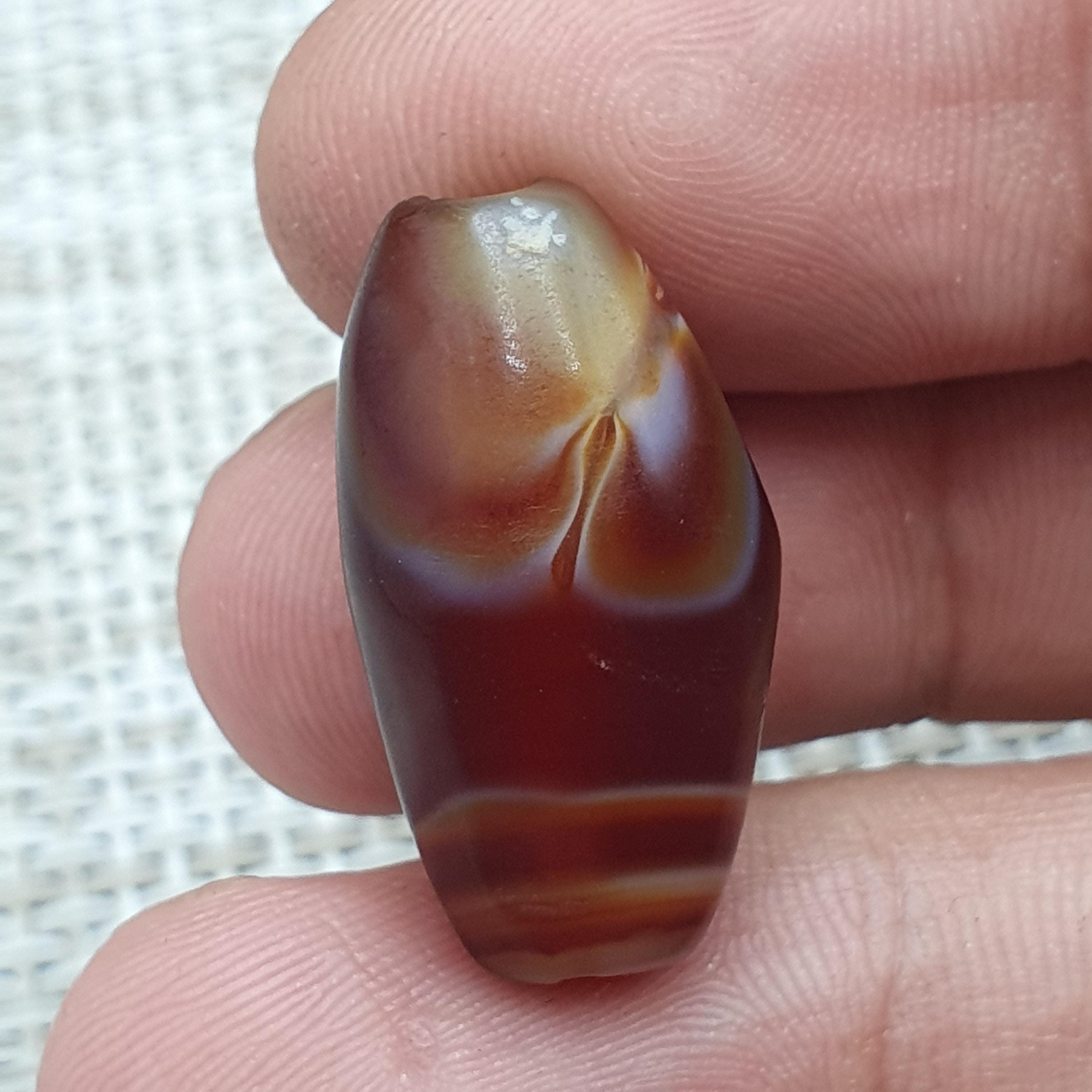 Perle Ancienne En Agate Œil (Yéménite) - Origine Moyen-Orient, Fait Main, Multicolore, Pièce Unique Vintage