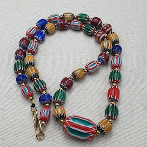 MultiColor Venetian Style Chevron Beaded Necklace