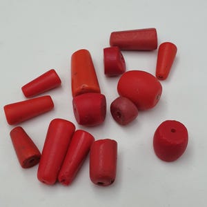Lot of 14 Antique African Red Glass Beads