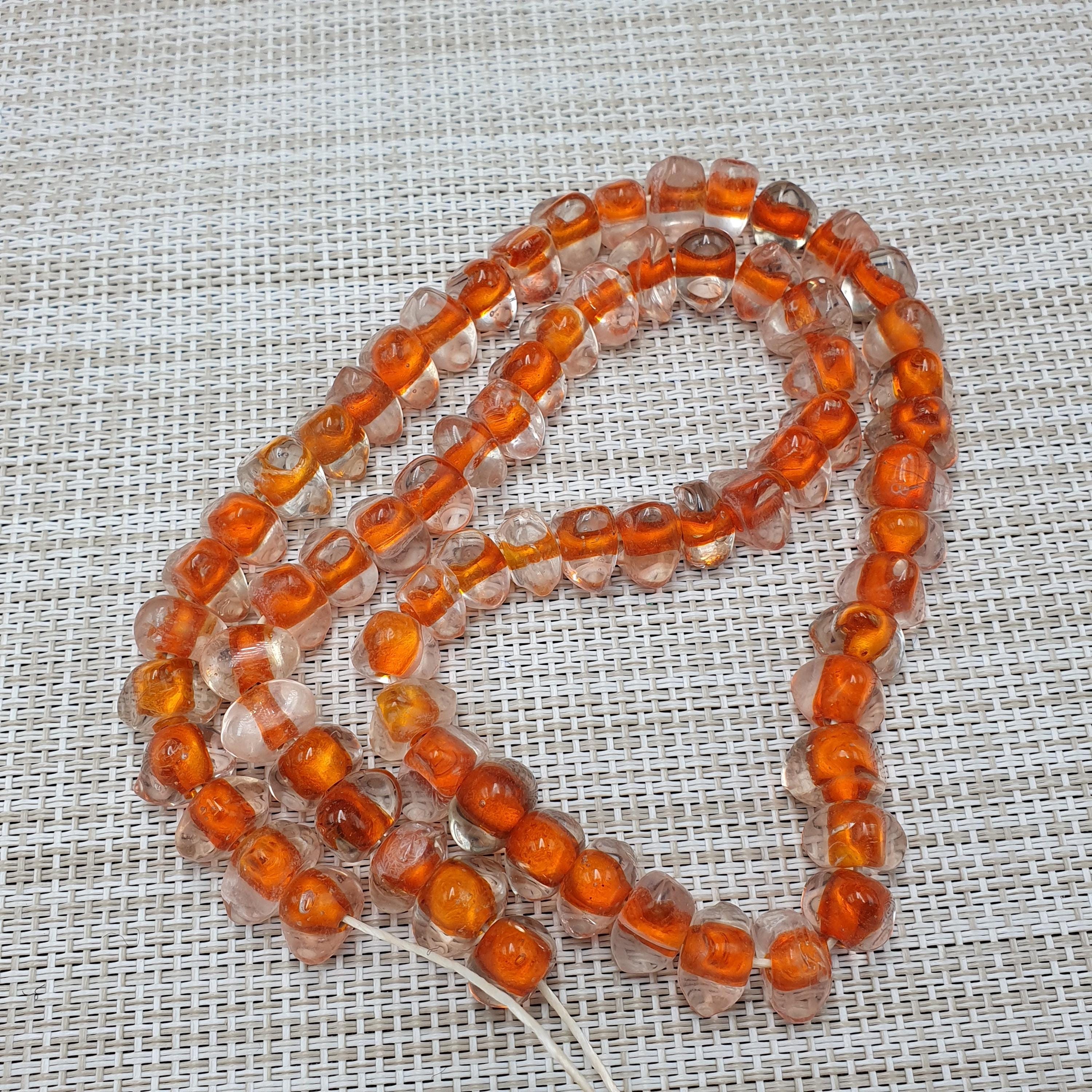 Collier Fantaisie Vintage Avec Pendentif Verre Orange - Alliage, Modèle Rectangle W940, Environ 80g